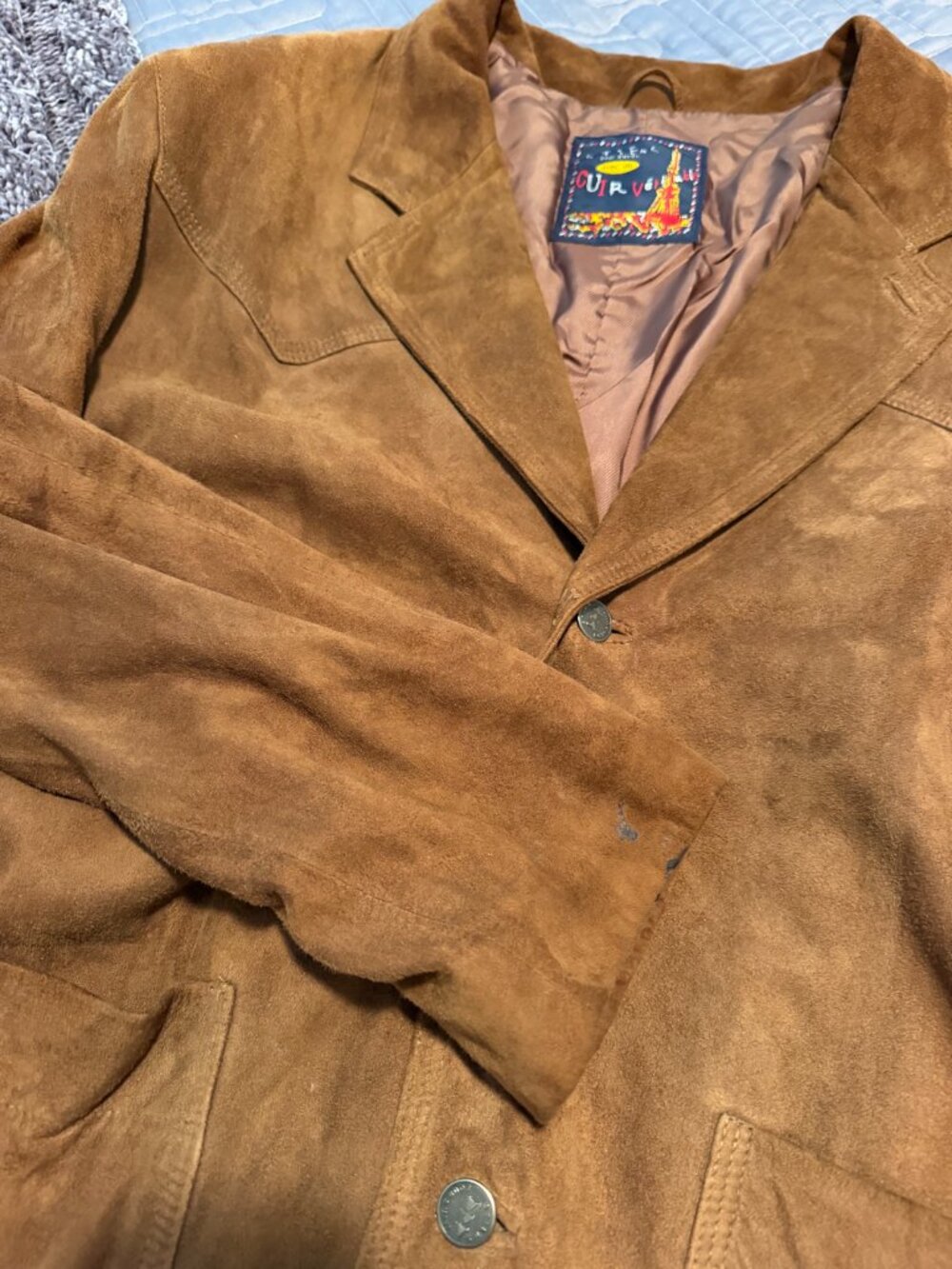 Vintage Stiens Pour Suivi Avec Du Cuir Vertitable Japanese Boho Suede Jacket View 3